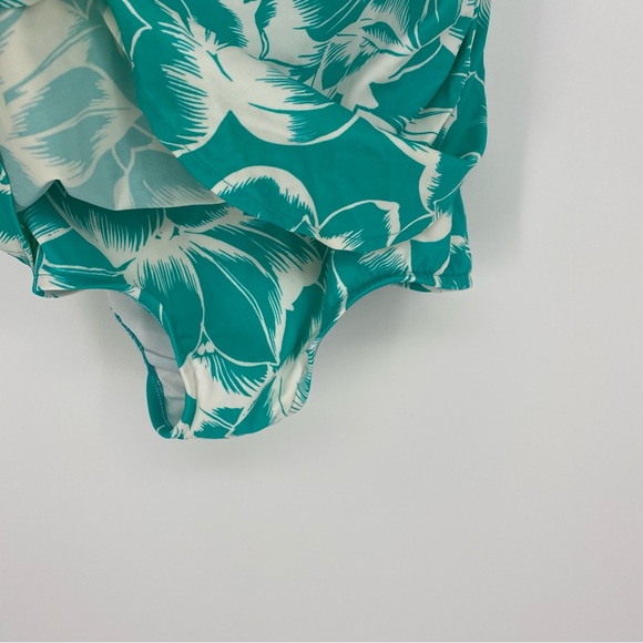 Croft & Barrow Plus Size One Piece Turquoise And White Skirted Swim Suit 18 - Picture 4 of 5
